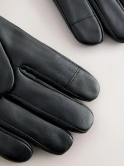 Next Black Leather Gloves^ Hats, Gloves & Scarves|Hats, Scarves & Gloves