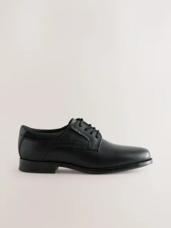 New Next Black Leather Lace Up Derby School Shoes