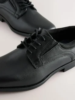 New Next Black Leather Lace Up Derby School Shoes