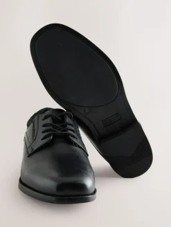 New Next Black Leather Lace Up Derby School Shoes