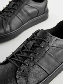 New Next Black Leather Lace Up School Shoes