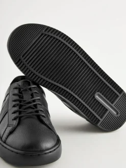 New Next Black Leather Lace Up School Shoes