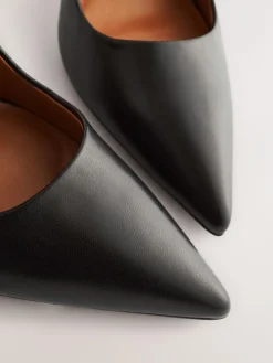 Next Leather Point Toe Court Shoes^Women Wide Fit & Extra Wide Fit|Heels