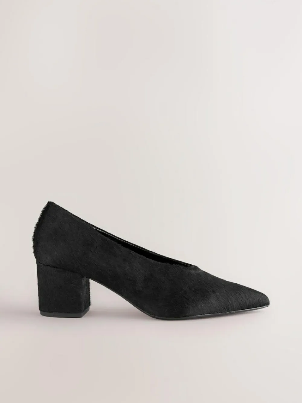 Outlet Next Leather Point Toe Low Block Heels Shoes Black