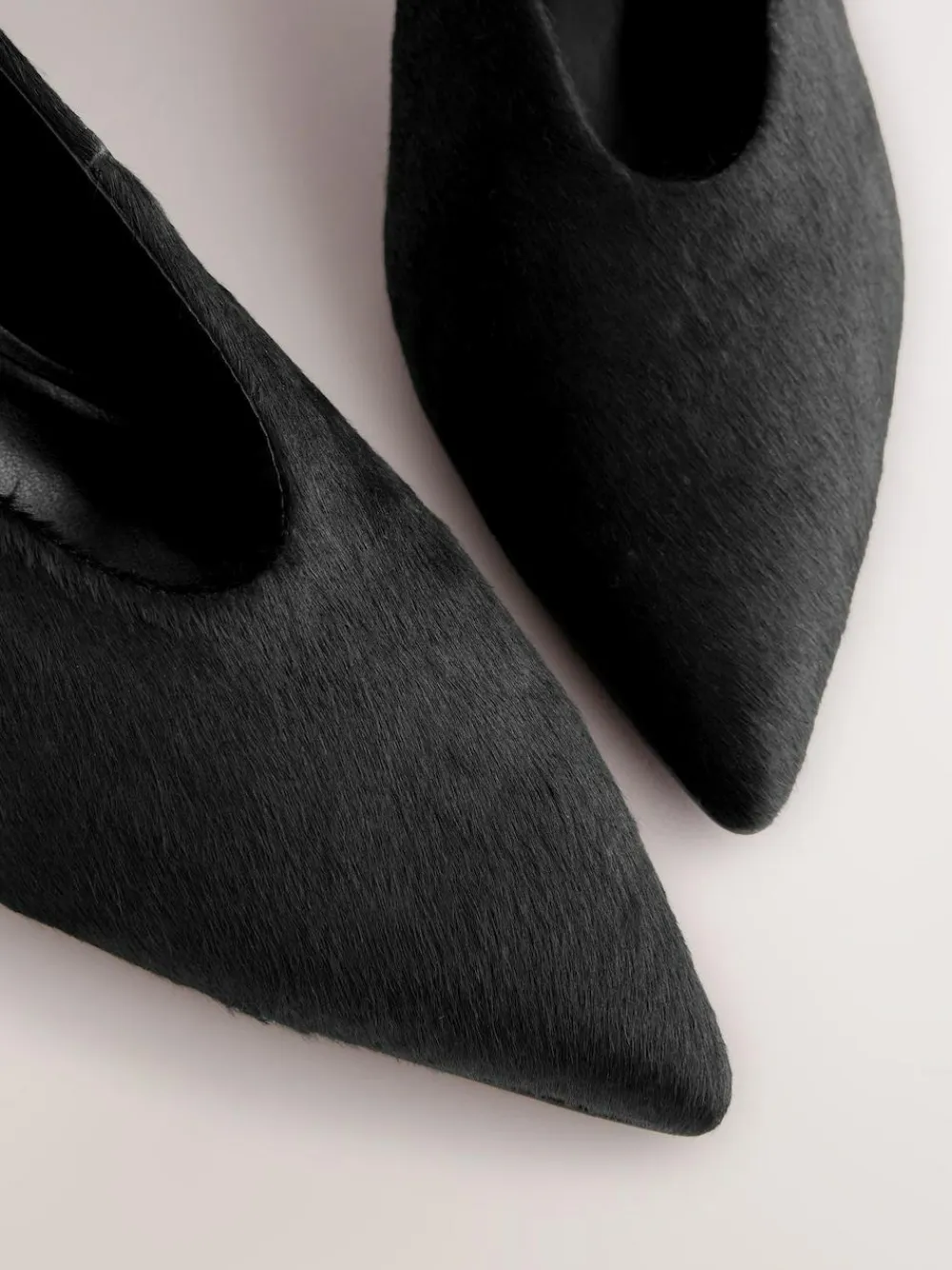 Outlet Next Leather Point Toe Low Block Heels Shoes Black