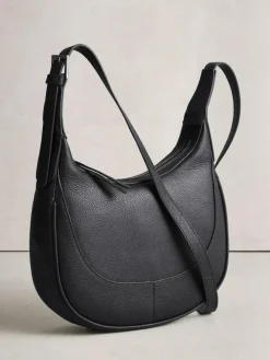 New Next Black Leather Scoop Cross-Body Bag