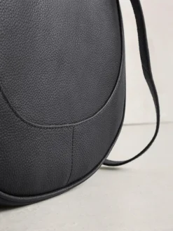 New Next Black Leather Scoop Cross-Body Bag