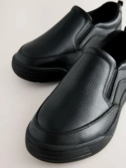 Next Black Leather Slip On School Loafers^BOY School Shoes|Boys Shoes