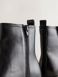 Sale Next Black Leather Standard/Wide Fit Forever Comfort® Chelsea Ankle Boots