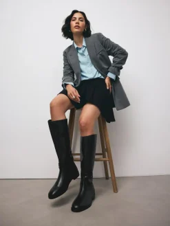 Online Next Standard/Wide Fit Forever Comfort® Flat Riding Boots Black Leather