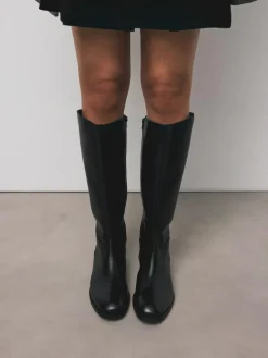 Online Next Standard/Wide Fit Forever Comfort® Flat Riding Boots Black Leather