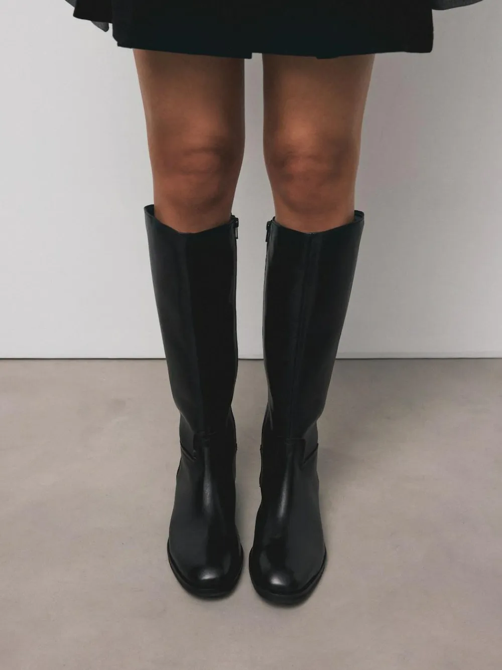 Online Next Standard/Wide Fit Forever Comfort® Flat Riding Boots Black Leather