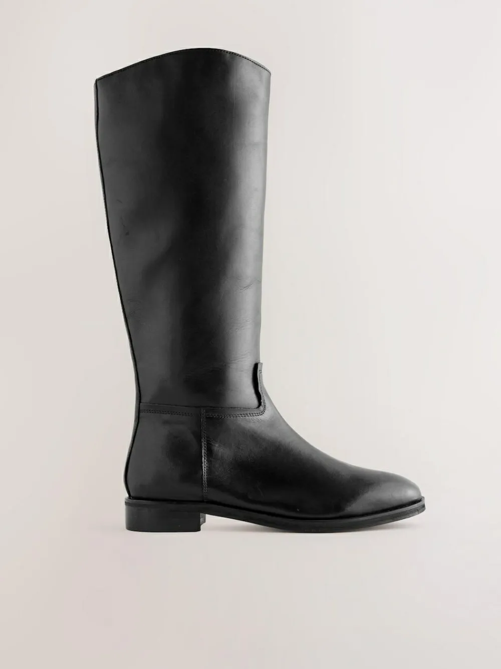 Online Next Standard/Wide Fit Forever Comfort® Flat Riding Boots Black Leather