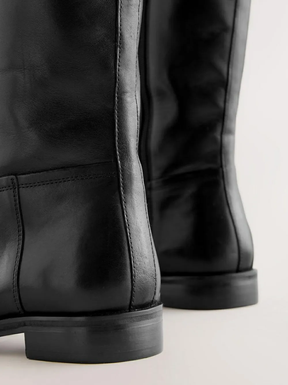 Online Next Standard/Wide Fit Forever Comfort® Flat Riding Boots Black Leather