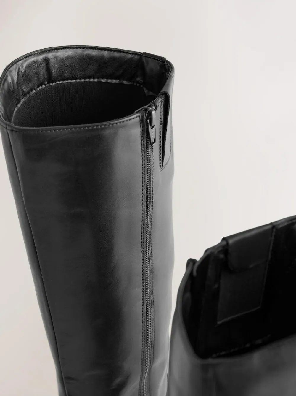 Online Next Standard/Wide Fit Forever Comfort® Flat Riding Boots Black Leather