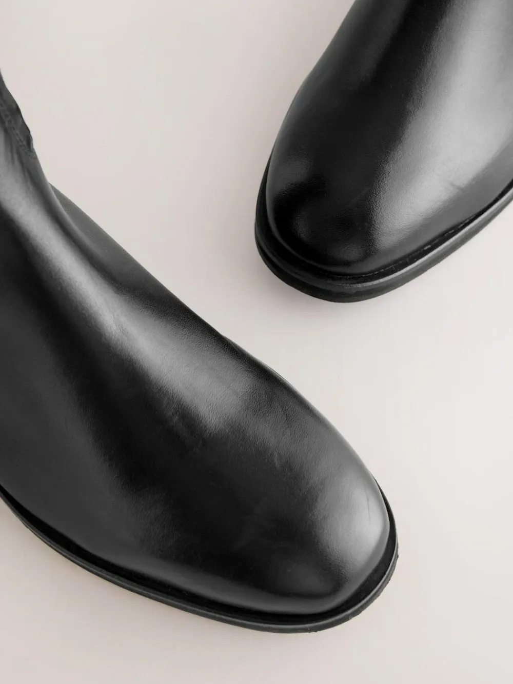 Online Next Standard/Wide Fit Forever Comfort® Flat Riding Boots Black Leather