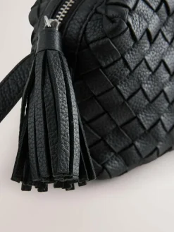 Outlet Next Black Leather Weave Camera Bag