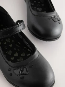 Next Black Leather Wide Fit (G) Mary Jane School Shoes^ Shoes