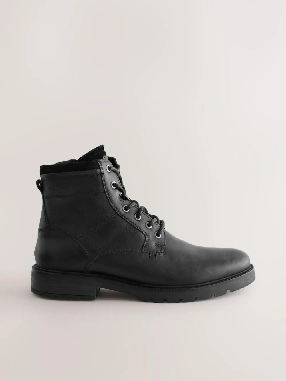 Best Next Leather Zip-Up Borg Lined Boots Black