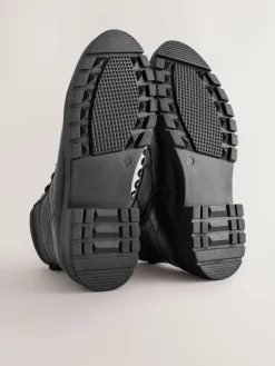 Best Next Leather Zip-Up Borg Lined Boots Black