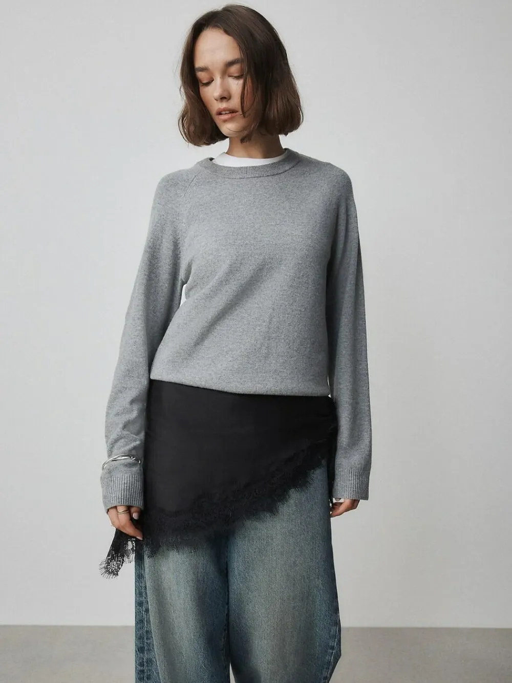 Clearance Next Lightweight Lace Trim Triangle Scarf Black