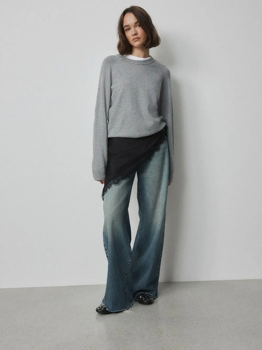 Clearance Next Lightweight Lace Trim Triangle Scarf Black