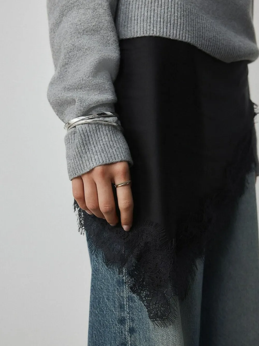 Clearance Next Lightweight Lace Trim Triangle Scarf Black