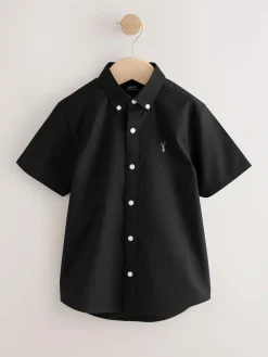 Next Black Logo Short Sleeve Cotton Rich Oxford Shirt (3-16yrs)^BOY Shirts