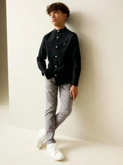 Next Long Sleeve Grandad Collar Oxford Shirt (3-16yrs) Black