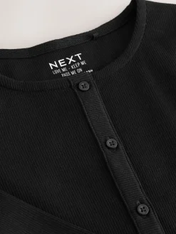 Clearance Next Black Long Sleeve Ribbed Cardigan (3-16yrs)