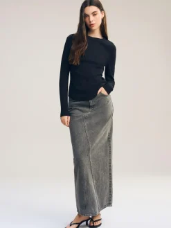 Sale Next Black Long Sleeve Ribbed Crew Neck Top