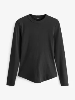 Sale Next Black Long Sleeve Ribbed Crew Neck Top