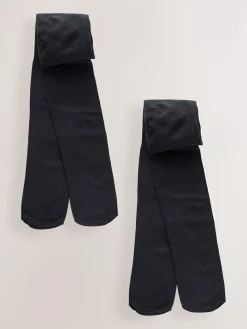 Next Black Longer Length 40 Denier School Tights 2 Pack