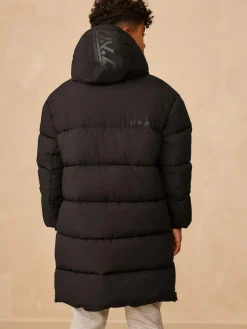 Next Black Longline Shower Resistant Padded Coat (3-17yrs)^BOY Coats & Jackets|Snowsuits & Coats