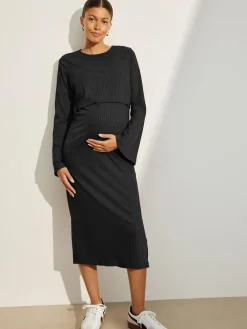 Next Maternity Long Sleeve Nursing Shelf Dress^Women Midi Dresses