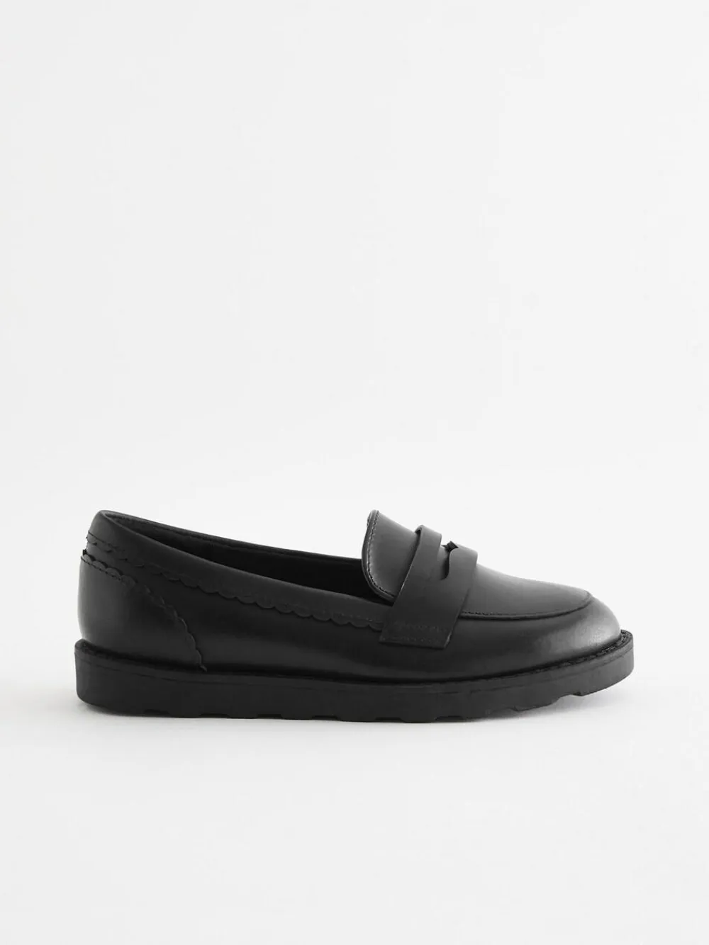 Next Black Matt School Leather Loafers^ Shoes