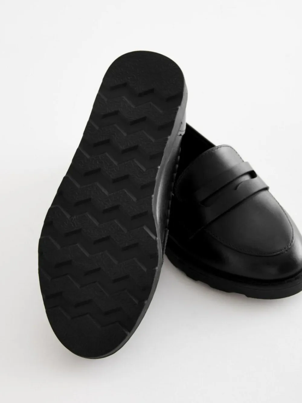Next Black Matt School Leather Loafers^ Shoes