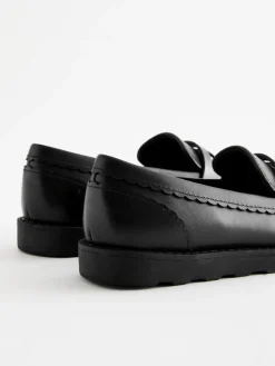 Next Black Matt School Leather Loafers^ Shoes