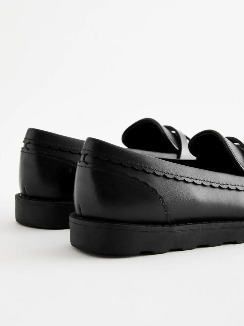 Next Black Matt School Leather Loafers^ Shoes