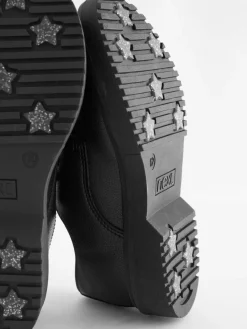 Next Black Matt Standard Fit (F) School Chunky Lace-Up Shoes^ Shoes