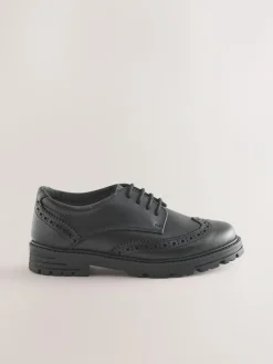 Outlet Next Standard Fit (F) School Leather Chunky Lace-Up Brogues Black Matt