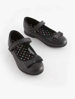 Discount Next Black Matt Standard Fit (F) School Leather Bow Mary Jane Shoes