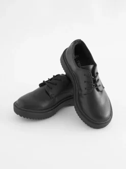 Next Black Matt Wide Fit (G) School Chunky Lace-Up Shoes^ Shoes
