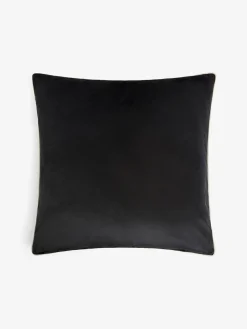 Next Black Matte Velvet Contrast Pipe 59 x 59cm Cushion^ Cushions & Throws