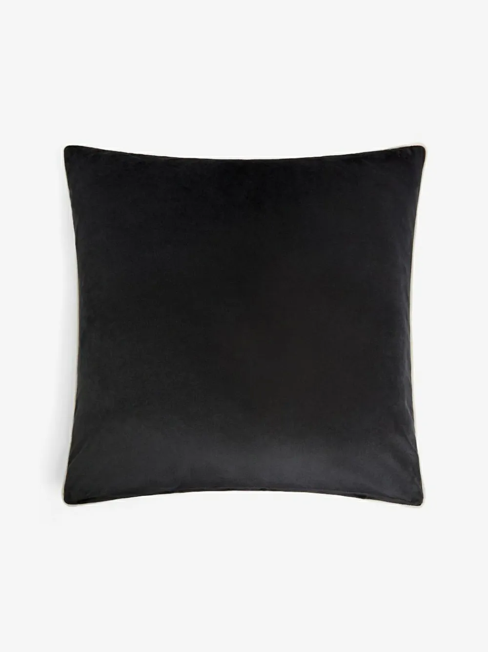 Next Black Matte Velvet Contrast Pipe 59 x 59cm Cushion^ Cushions & Throws