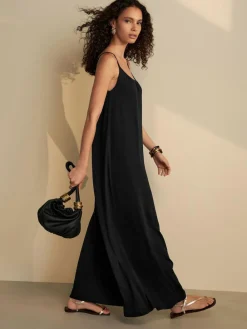 Next Maxi Length Trapeze Shape Ruched Neckline Thin Vest Strap Dress^Women Maxi Dresses|Dresses