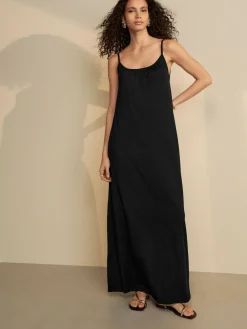 Next Maxi Length Trapeze Shape Ruched Neckline Thin Vest Strap Dress^Women Maxi Dresses|Dresses