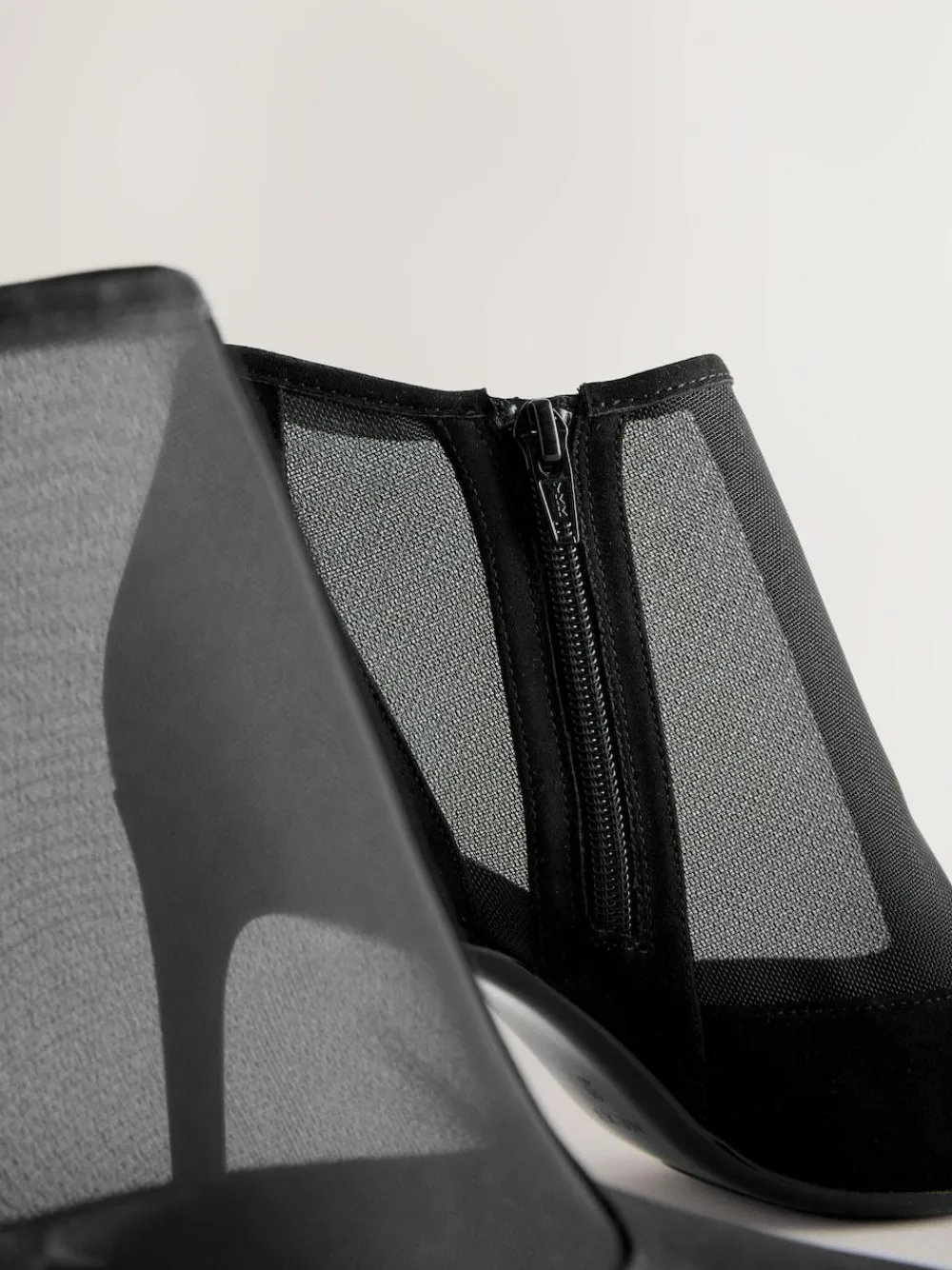 Next Black Mesh Detail Pointed Toe T-Bar Ankle Boots^Women Boots & Wellies|Boots