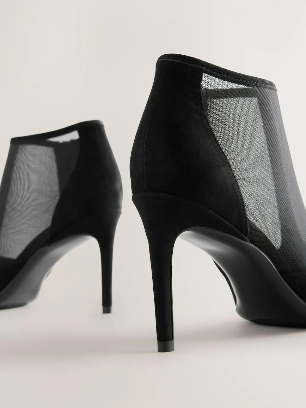 Next Black Mesh Detail Pointed Toe T-Bar Ankle Boots^Women Boots & Wellies|Boots