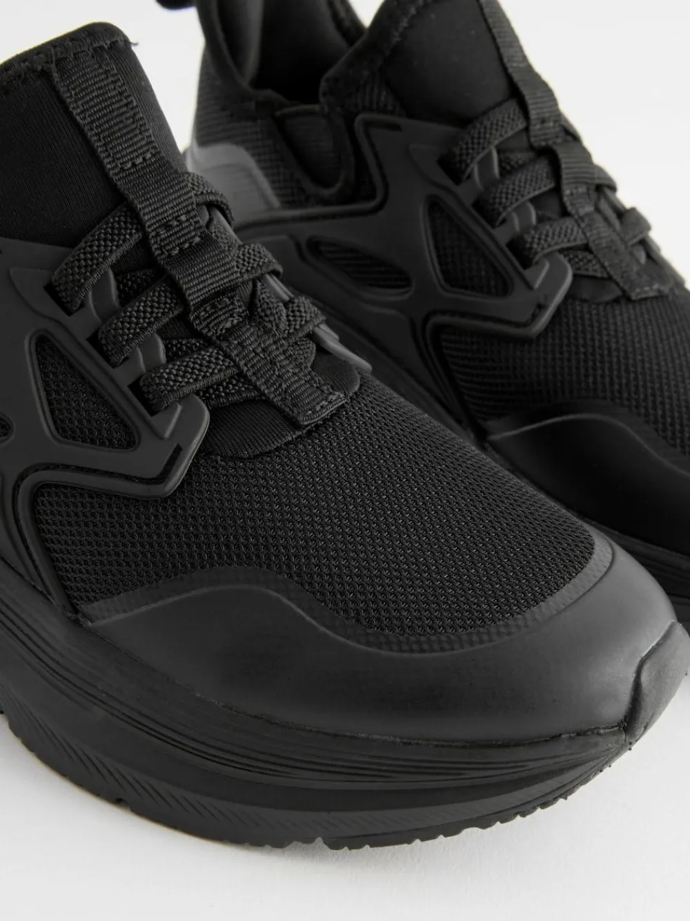 Discount Next Black Mesh Elastic Lace Trainers